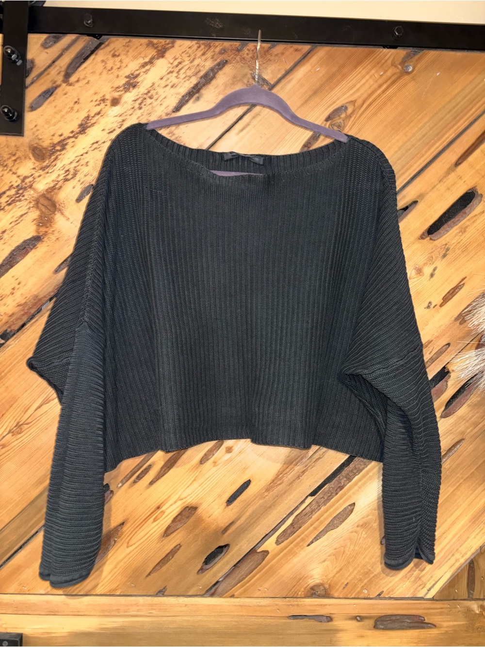 Elemente Clemente Black Ribbed Wide Fit Sweater